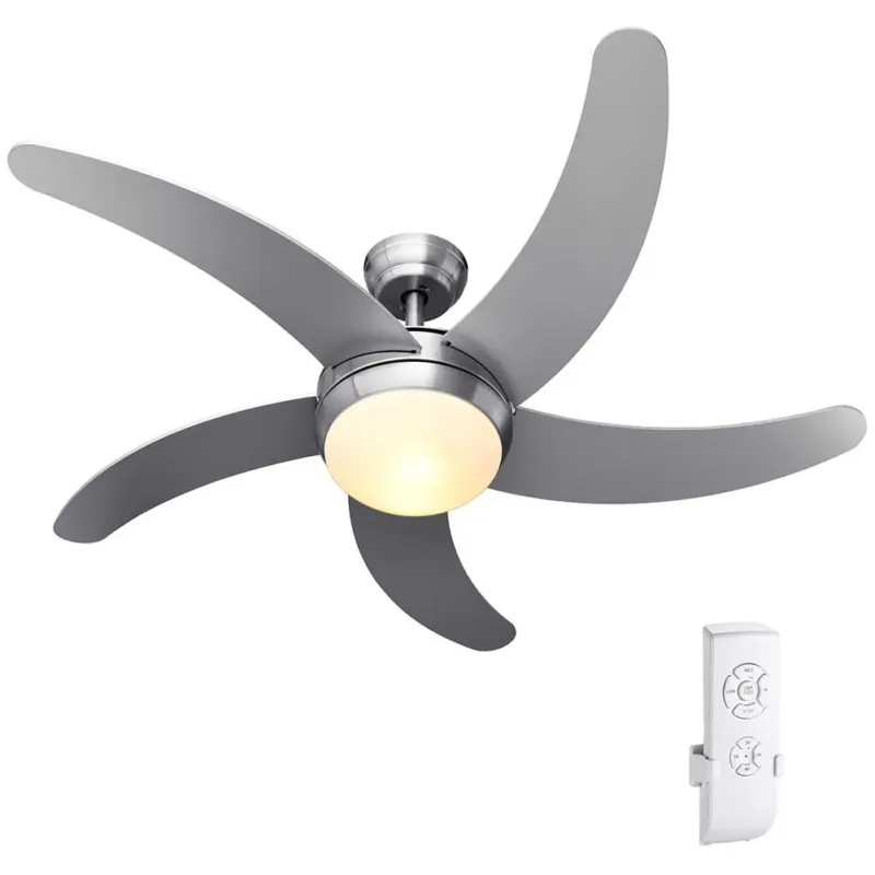Consegna Rapida Ventilatore da Soffitto 5 Pale Legno con Lampada e Telecomando Diametro 132cm