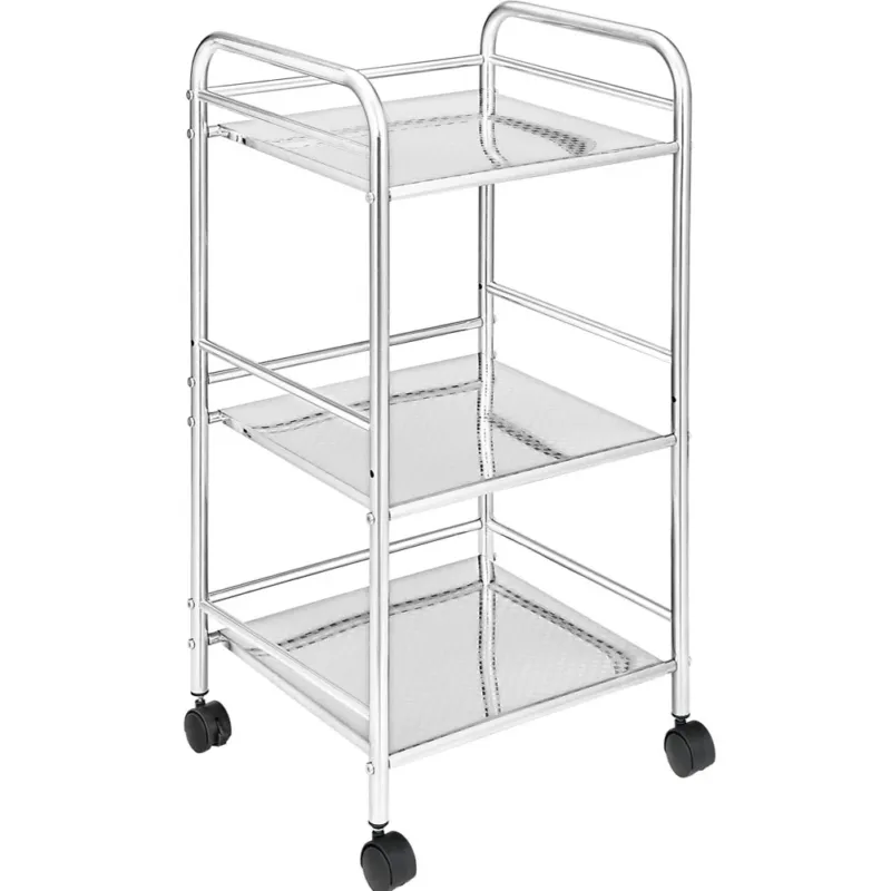 Compra Online Carrello Estetista 3 Ripiani Acciaio Cromato 4 Ruote Arredo Bagno Salvaspazio