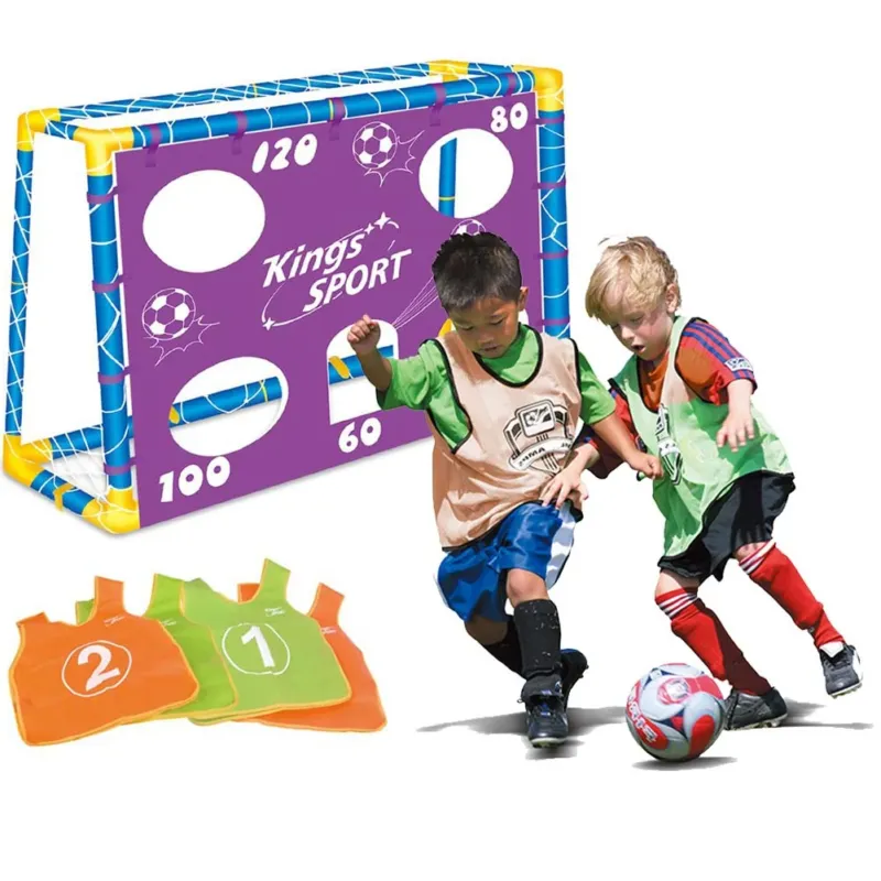 Nuovo Arrivo Porta Da Calcio Per Bambini 130 X 100 Cm Con Fori Punteggio 4 Casacche E Pallone