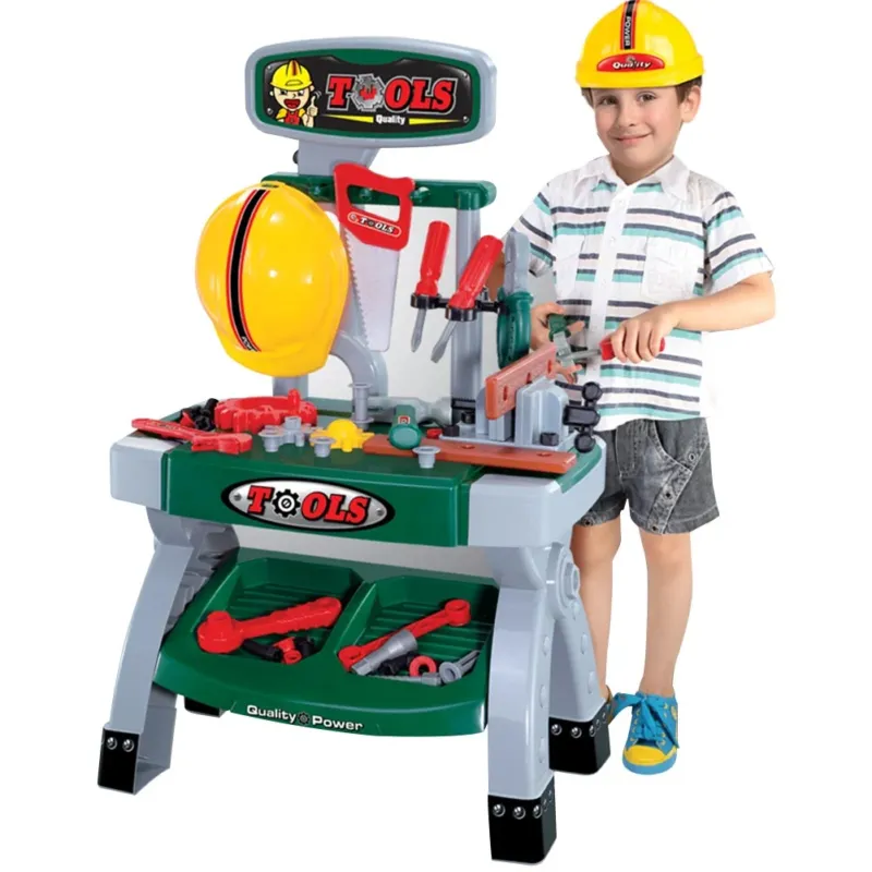Esclusivo Banco Officina Per Bambini Con Elmetto Morsa Da Banco Attrezzi Accessori Lavoro