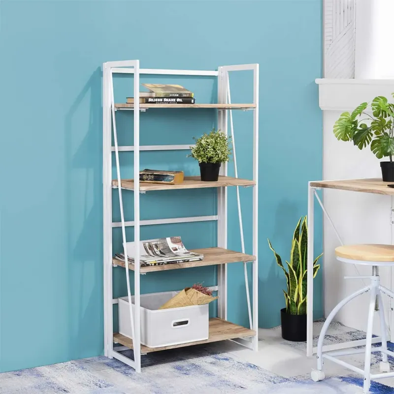 Affare Libreria Scaffale 4 Ripiani Bassa Design Moderno Metallo Legno Casa 125x60x30cm