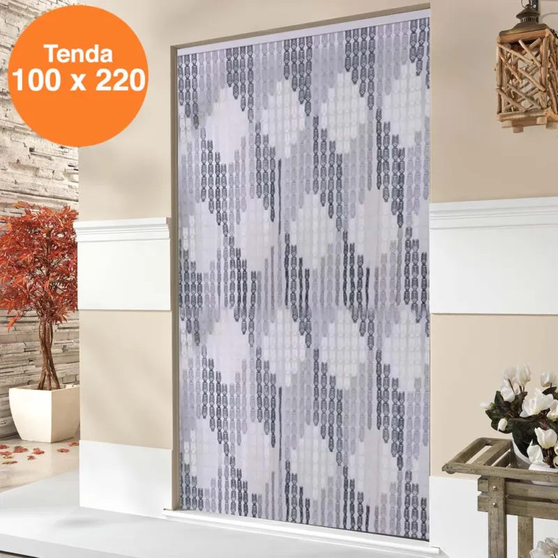Tenda Moschiera Porta Finestra 100x220cm 36 corde Decorazione Rombo Grigio Direttamente Dal Produttore