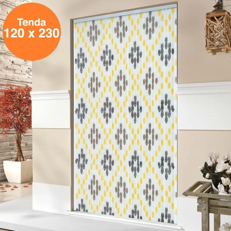 Tenda Moschiera Porta Finestra 120x230cm 44 corde Decorazione Rombo Giallo Scelto Dai Clienti