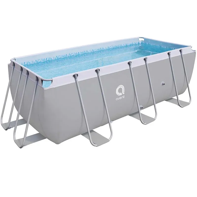 Nuova Collezione Piscina Fuoriterra Rettangolare 400x200x99 in Acciaio Giardino con Pompa e Scala