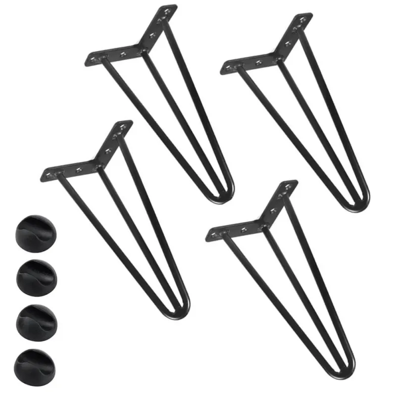 Di Tendenza 4x Gambe Piedi Tavolo Tavolino Mobili Sgabello 36cm Metallo Design Moderno Nero