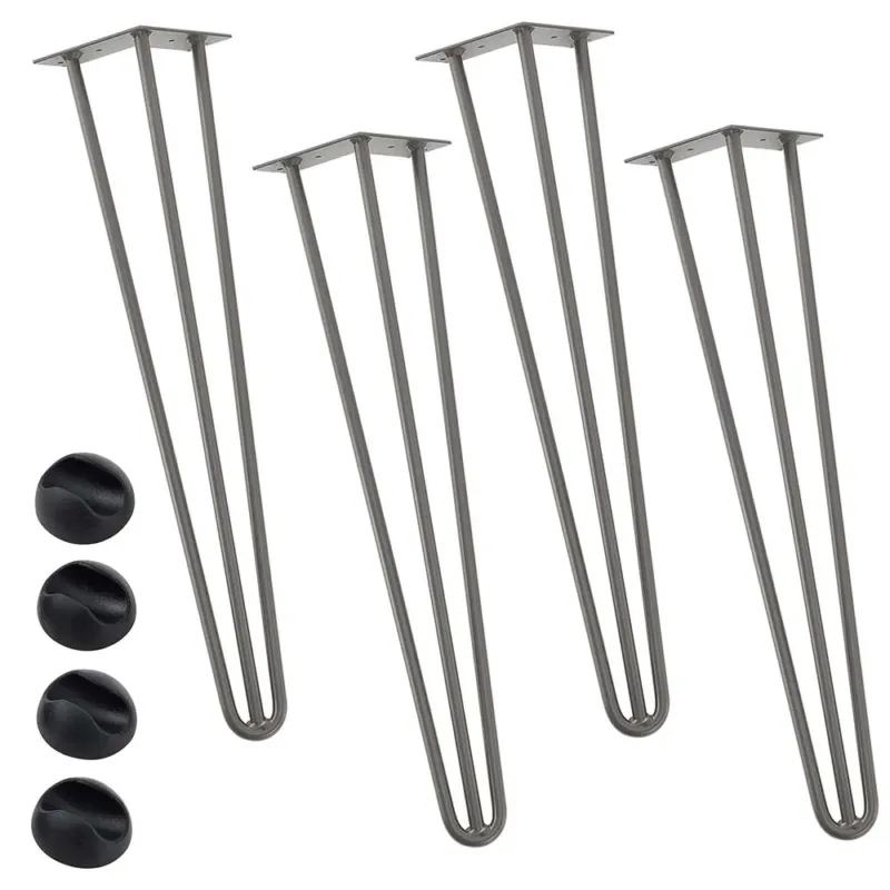 Set 4 Gambe Piedi Tavolo Pranzo Scrivania 60cm Metallo Design Moderno Grigio Di Tendenza
