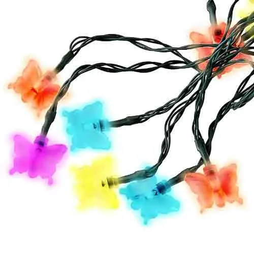 Ghirlanda di Luci Forma Farfalla 20 Pz Ricarica Energia Solare LED Multicolore Sconto