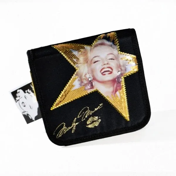 Must-Have Custodia Porta CD DVD Marilyn Monroe STAR In PVC Chiusura a Zip Colore Nero