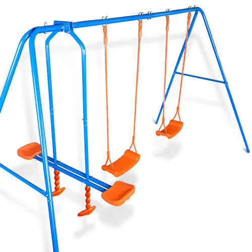 Ultime Pezzi Altalena da Giardino per Bambini Dondolo 4 Posti Con Cavalluccio per Esterno Blu