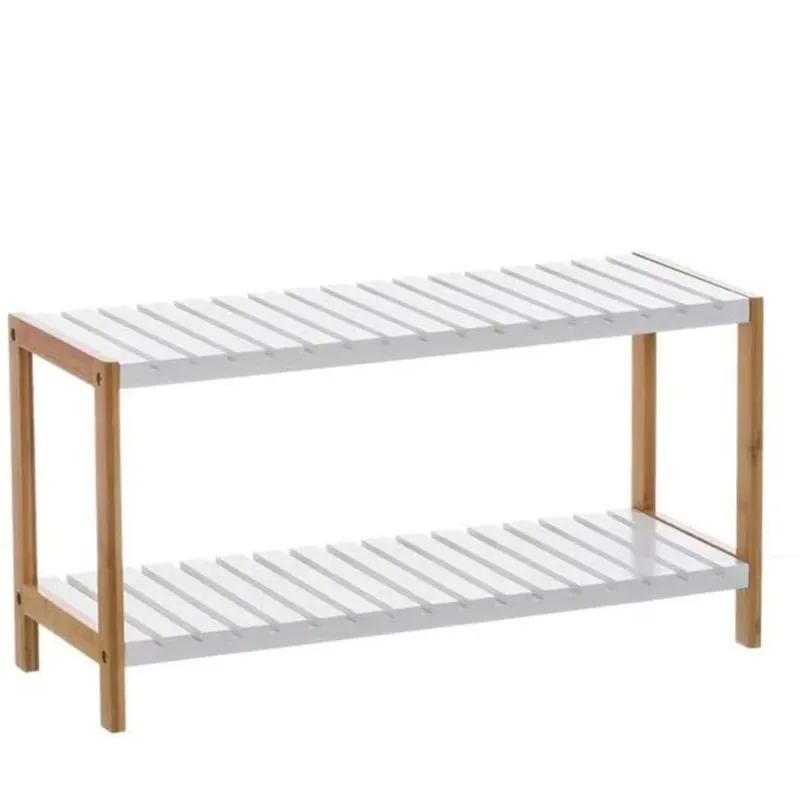 Panca Scaffale Scarpiera Casa Multiuso 2 Scaffali Legno di Bambu 70x26x36cm Prezzo Conveniente