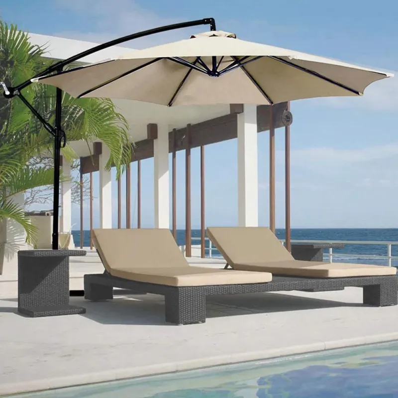 Ombrellone Giardino Decentrato 3x3 Mt Beige Palo Alluminio Gazebo Piscina Di Tendenza