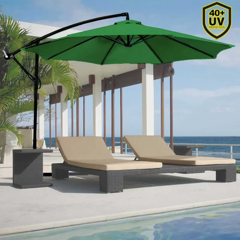 Esclusivo Ombrellone Giardino Decentrato 3x3 Mt Verde Palo Alluminio Gazebo Piscina