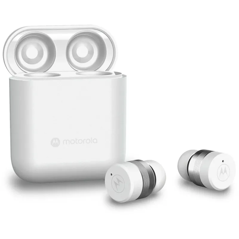 Ultime Pezzi Motorola Sound Moto Buds 120 Mini Cuffie Bluetooth Custodia Powerbank Bianco