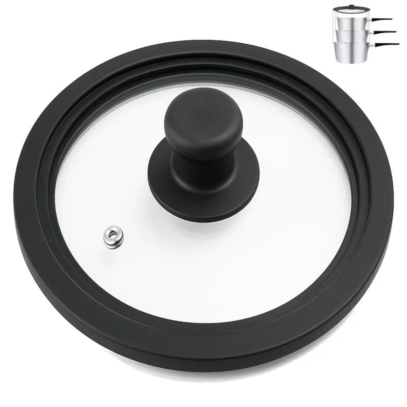 Coperchio in Vetro Universale con Bordo in Silicone per Padelle da 16/18/20 cm Compra Oggi Stesso