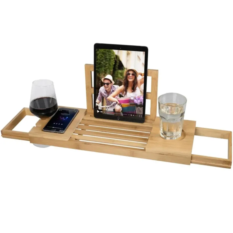 Tavolino Vassoio Vasca Bagno Regolabile Legno Bambu Supporto Tablet Scomparti Direttamente Dal Produttore