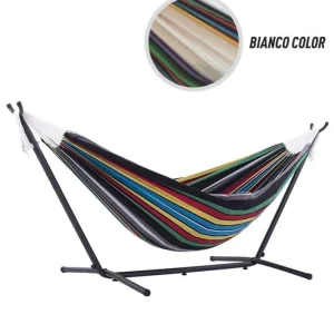 Amaca da giardino con supporto per due persone Struttura Acciaio Tessuto Corda Sconto