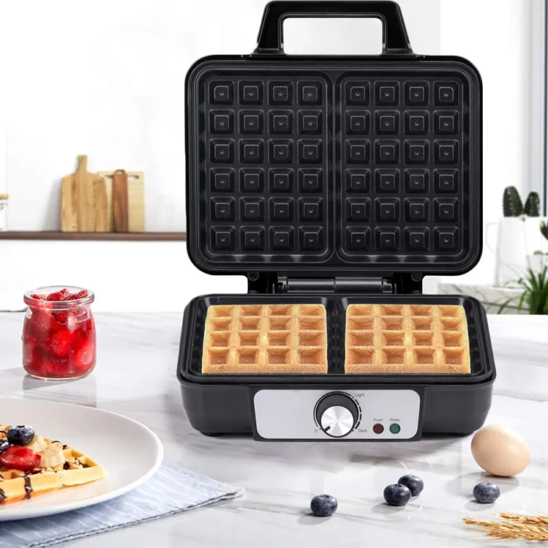 Piastra per Waffle Cialde Manici Termici Rivestimento Antiaderente Potenza 1000W Occasione Imperdibile
