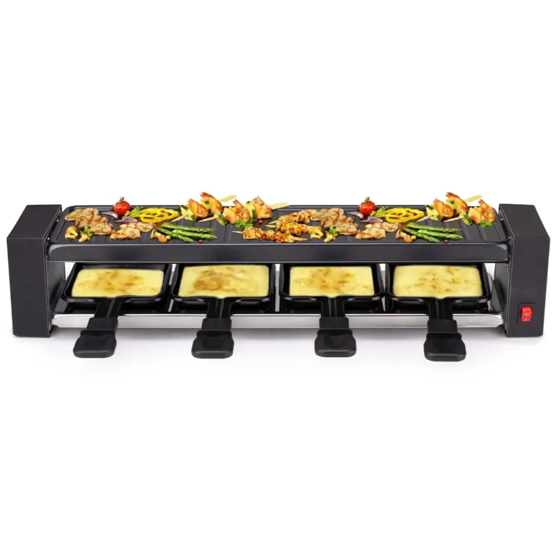 Affare Griglia Raclette Gourmet 800W Piastra Grill Manico Termico Antiustioni 4 Persone