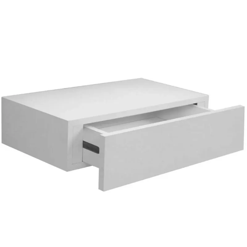 Spedizione Espresso Mensola Cassetto Sospeso da Parete Scaffale in Legno MDF Bianco 40x24x10cm