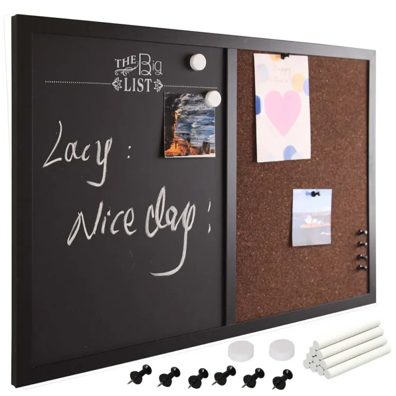 Bacheca Memo Lavagna Magnetica Nera e Sughero Combinata 60x40cm Casa Ufficio Bestseller