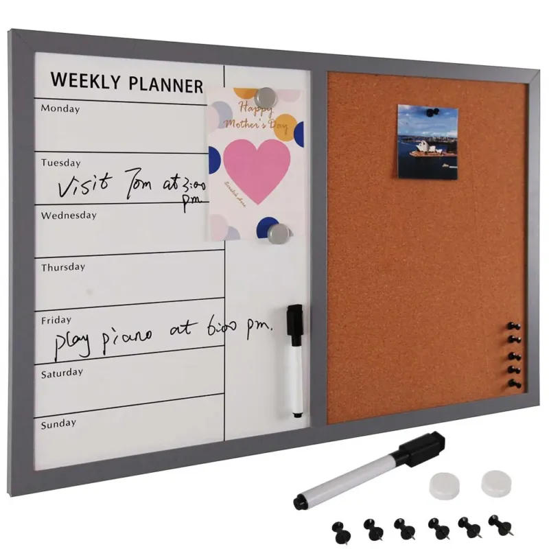 Prezzo Di Fabbrica Bacheca Memo Lavagna Magnetica Bianca e Sughero Combinata 60x40cm Casa Ufficio