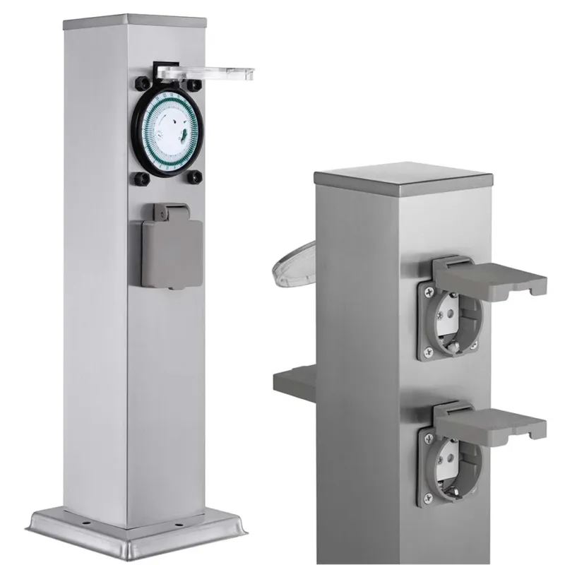 Colonna Elettrica Giardino Palo Colonnina 3 Prese Shucko + Programmatore Timer Offerta Del Giorno