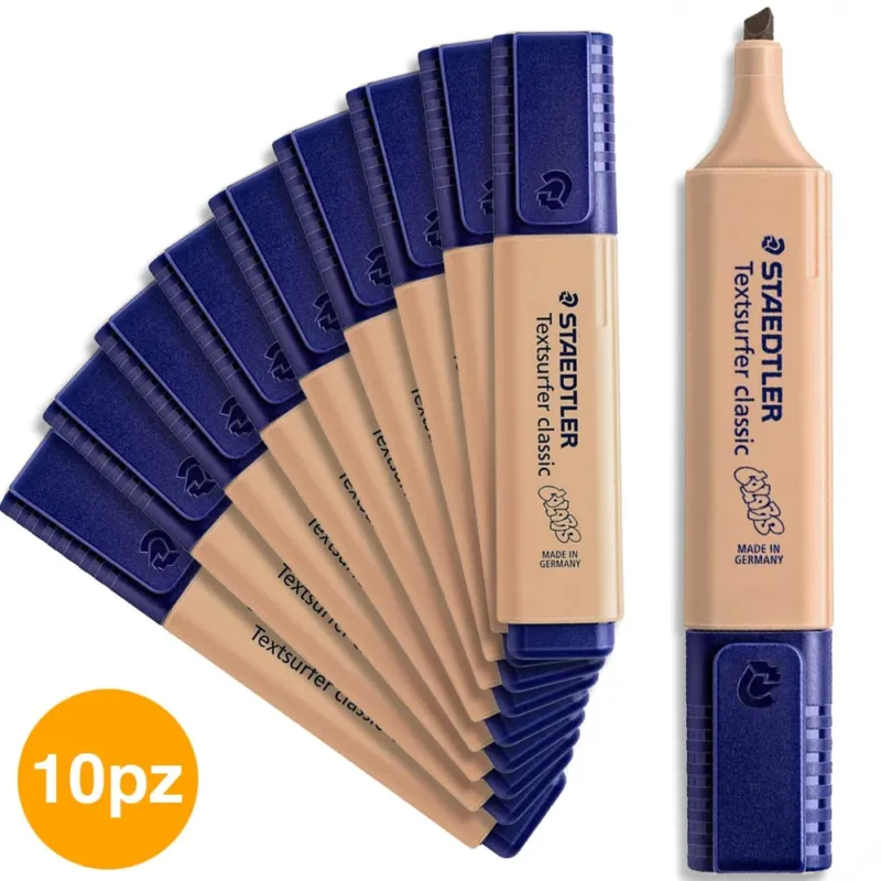 Set 10 Evidenziatori Staedtler Pennarello Evidenziatore Marrone Sabbia 10pz Subito Disponibile