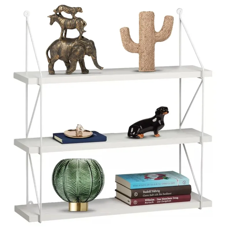 Prezzo Basso Libreria Mensole Scaffale Parete Design Moderna Legno Metallo 3 Ripiani Bianco