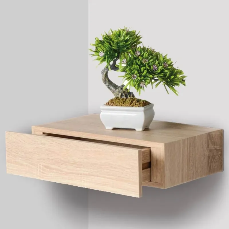 Super Prezzo Mensola Cassetto Sospeso da Parete Scaffale in Legno MDF Rovere 40x24x10cm