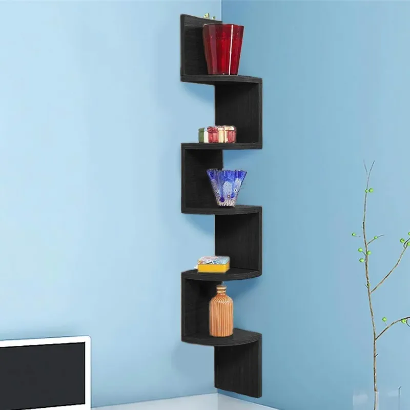 Libreria Scaffale Mensole Parete Angolare Moderna 5 Ripiani Angolo Wenghe Offerta Lampo