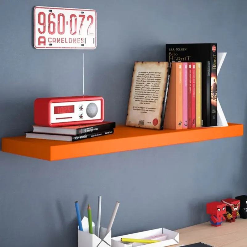 Ultime Pezzi Mensola Parete Rettangolare Scaffale 60x25x4cm Libreria Legno MDF Arancione