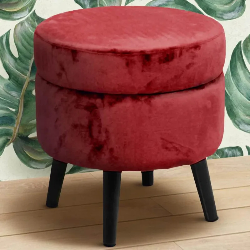 Consegna Rapida Pouf Contenitore Sgabello Cassapanca Poggiapiedi in Tessuto Velluto Bordo 37x40