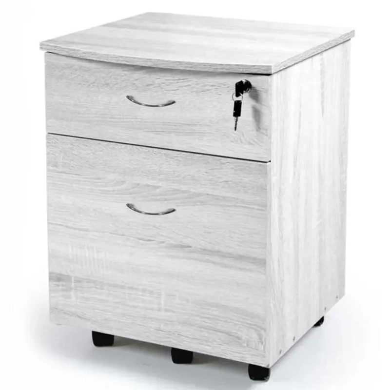 Miglior Prezzo Cassettiera Scrivania Casa Ufficio Legno MDF con 2 Cassetti e 5 Ruote Bianco