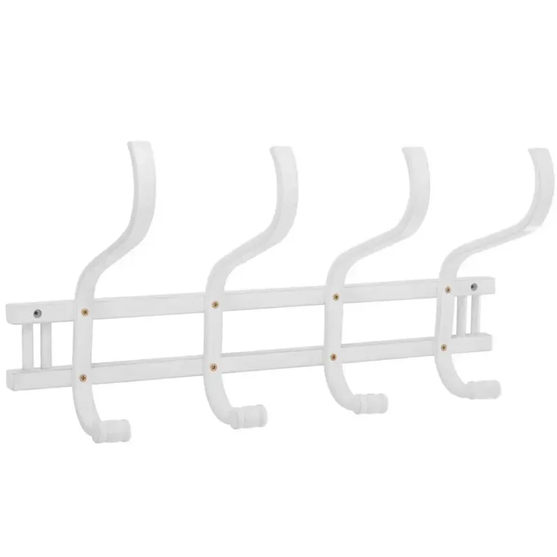 Attaccapanni da Parete in Legno Bianco Appendiabiti Muro per Ingresso 60x24x26cm Prezzo Scontato