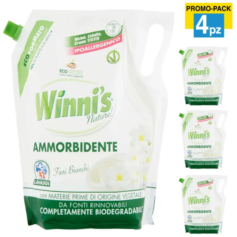 Promo Stagionale 4 x Winni‘s Ammorbidente Fiori Bianchi Promo Pack 4 Buste 168 Lavaggi Misurini
