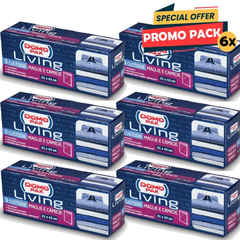 54 x Custodia Domo Pak Living Per maglie e Camicie Antipolvere Armadio 31x43cm Spedizione Espresso
