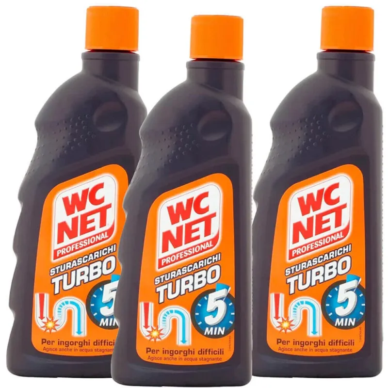 3 x WC Net Sturascarichi Turbo Gel Superconcentrato Ingorghi Difficili 500 ml Spedizione Espresso