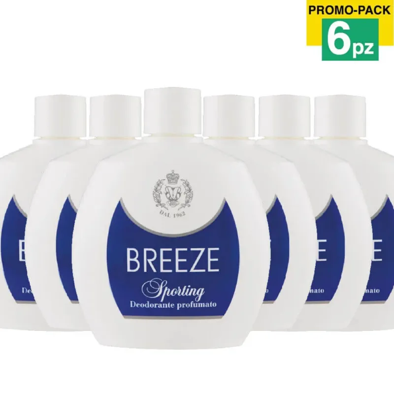 6 x Breeze Squeeze Deodorante Profumato Sporting 100ml Corpo No Gas Vendita Finale