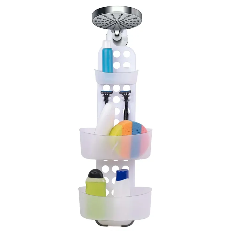Mensola da Doccia Appendino Senza Fori Cassetti Regolabili 71 x 25 cm Bianco Promozione Esclusiva