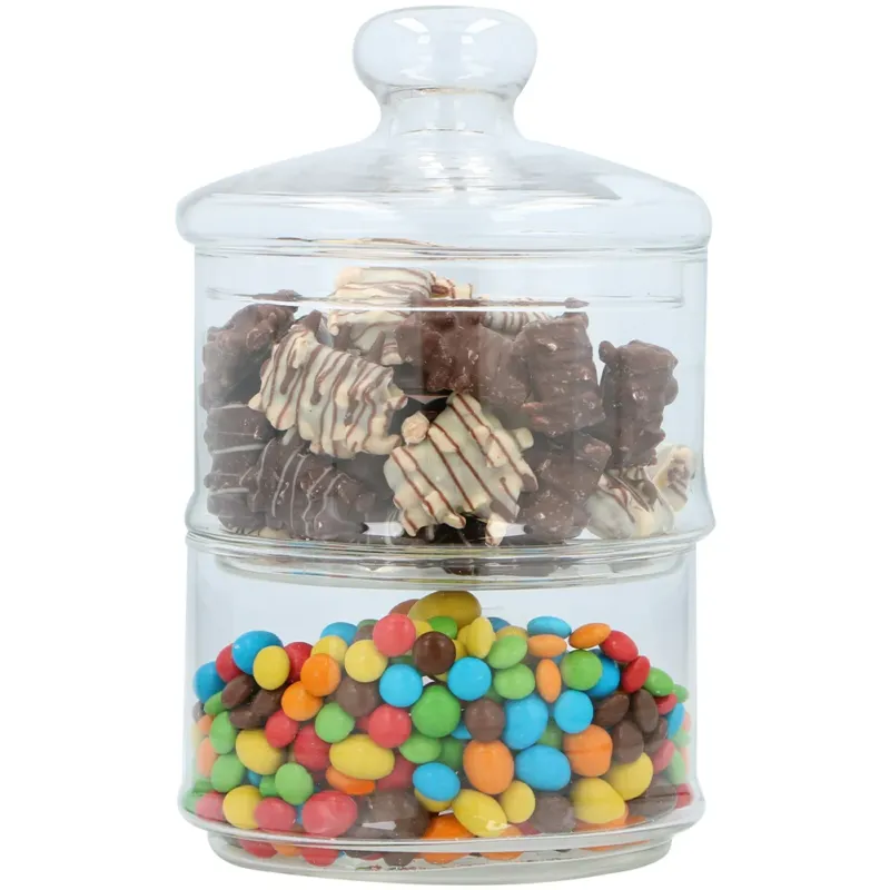 Barattolo Contenitore Porta Dolci a 2 Strati Impilabili con Coperchio in Vetro Offerta Limitata