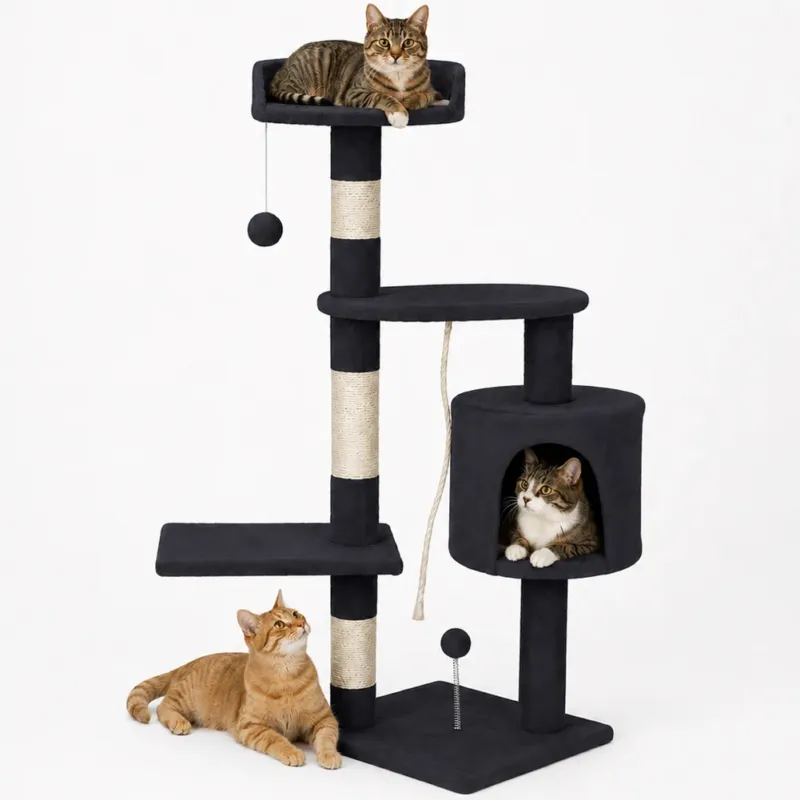Offerta Del Giorno Albero Tiragraffi per Gatti Parco Giochi Cuccia Graffiatoio gatto H 112cm Grigio