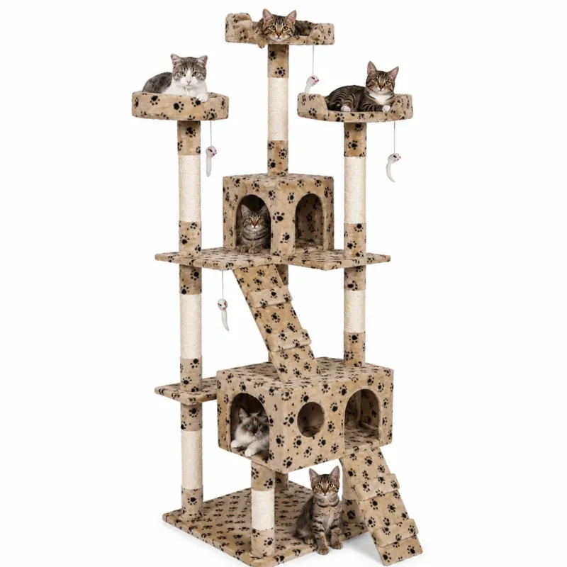 Tiragraffi per Gatti Albero Sisal Parco Giochi Gatto Tira Graffi 170cm Beige Offerta Lampo