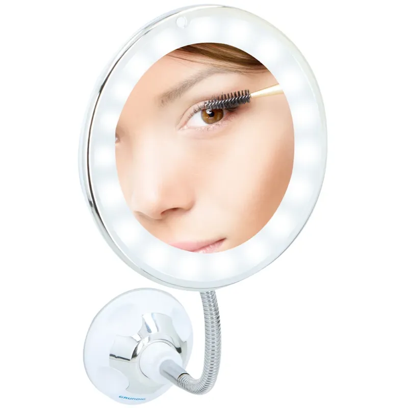 Specchio per Trucco con 20 Led Luminosi Ventosa Manico Flessibile Girevole 360° Ultime Pezzi
