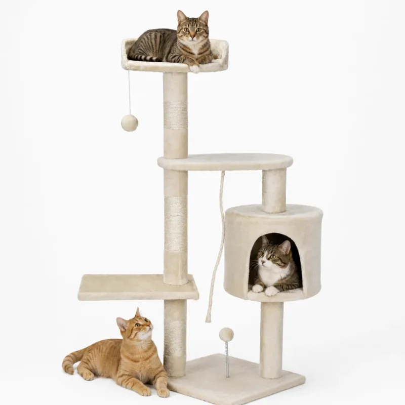 Sconto Albero Tiragraffi per Gatti Parco Giochi Cuccia Graffiatoio gatto H112cm Crema