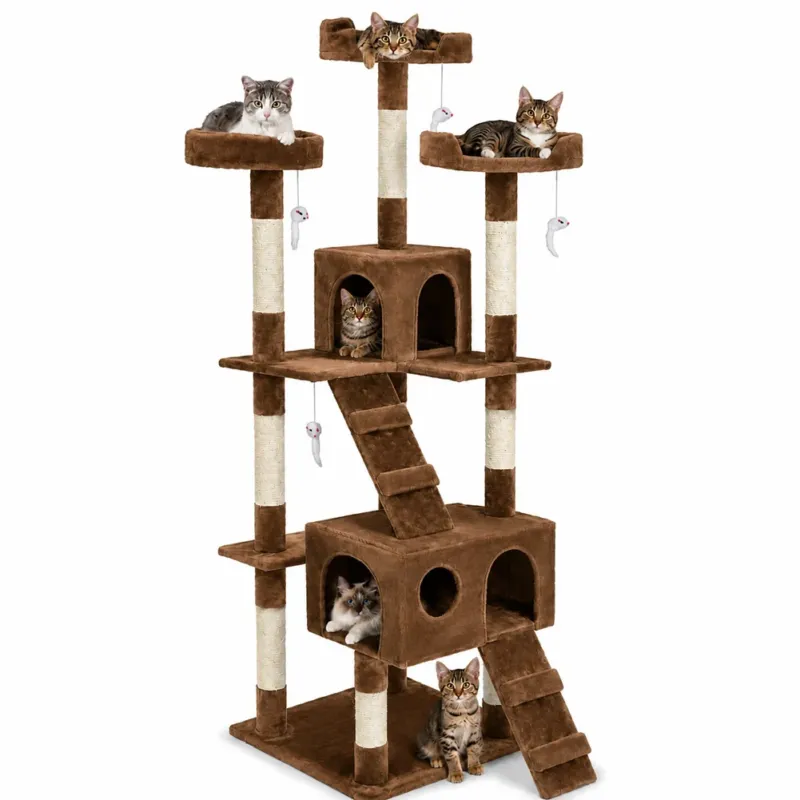 Tiragraffi per Gatti Albero Sisal Parco Giochi Gatto Tira Graffi 170cm Marrone Compra Adesso