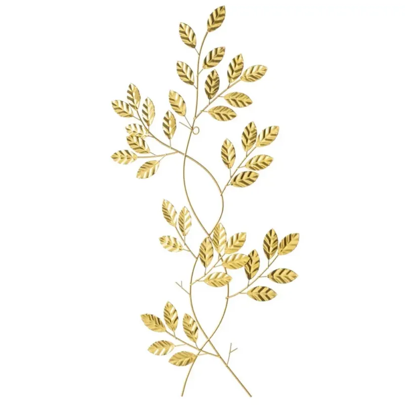 Decorazione Parete 3D Muro Ramo Pianta in Metallo Design Moderno Oro 60 x 33 cm Più Venduto