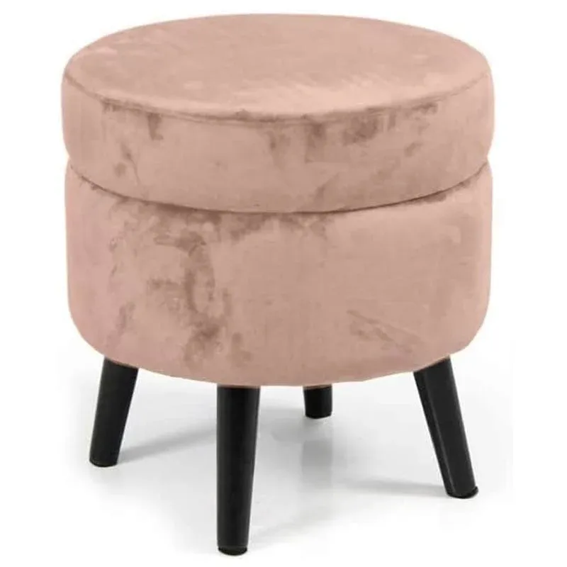 Ultimissimo Modello Pouf Contenitore Sgabello Cassapanca Poggiapiedi in Tessuto Velluto Rosa 37x40