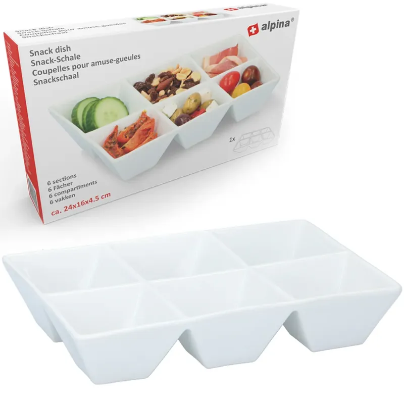 Vendita Finale Piatto Ciotola da Aperitivo in Ceramica 6 Scomparti Contenitore Snack Antipasti
