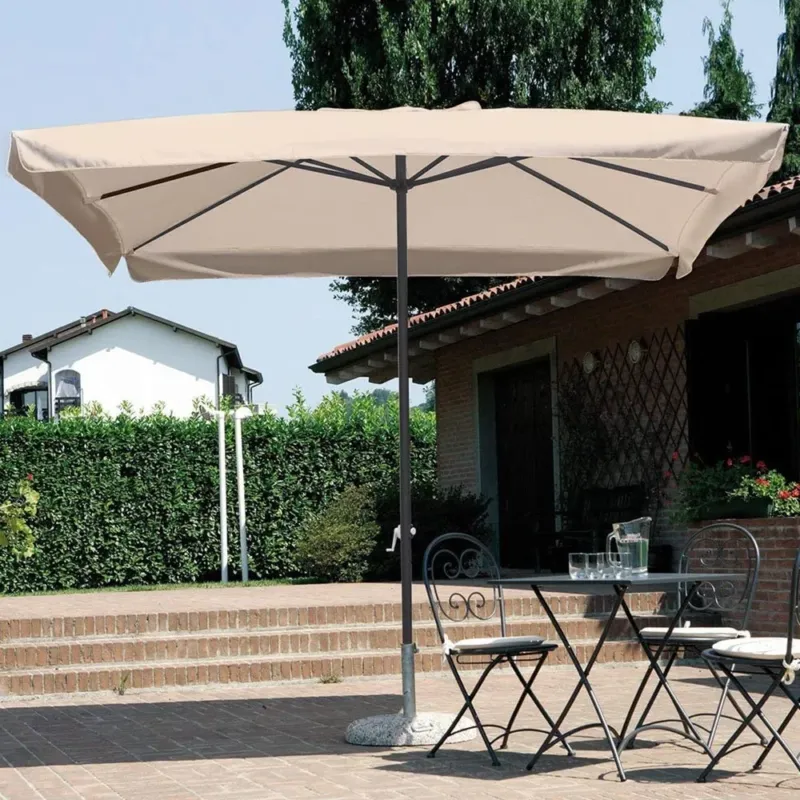Ombrellone Giardino Palo Centrale 3x2 Tortora Telo con Flap Chiusura Carrucola Acquista Ora
