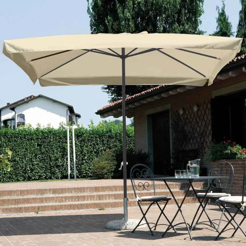 Ombrellone Giardino Palo Centrale 3x3 Beige Telo con pendente Chiusura Carrucola Promozione